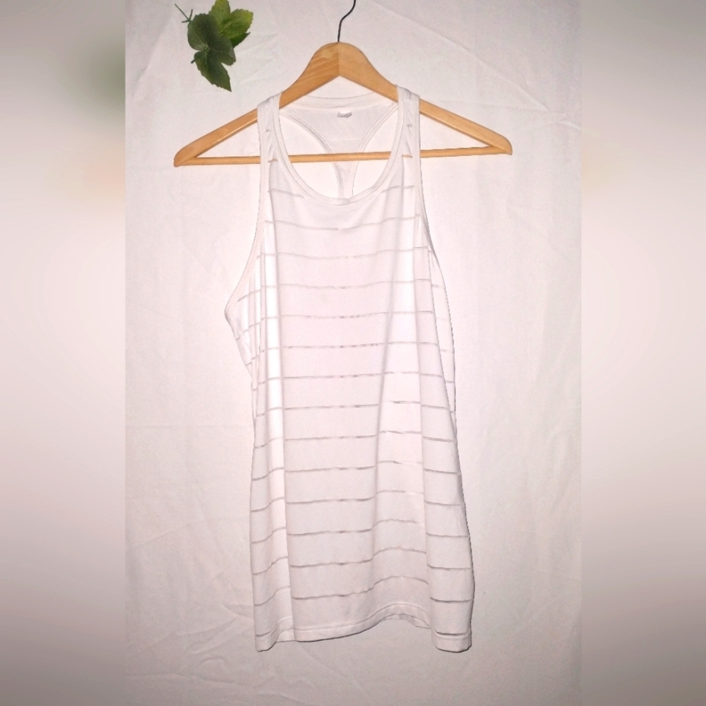 ATHLETA GAP White Striped Mesh Tank Top Size XSmall - Picture 2 of 4